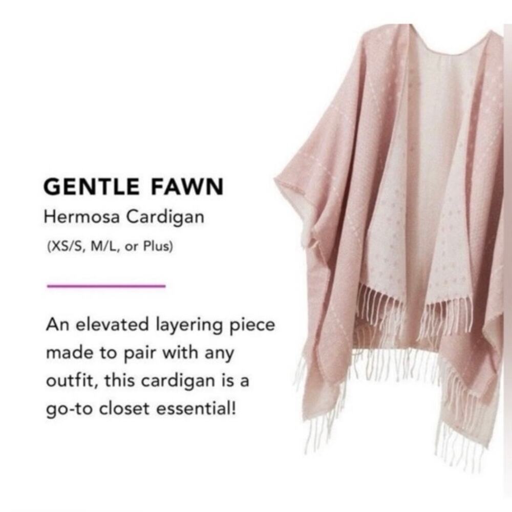 NWT GENTLE FAWN Women's M L Hermosa Kimono Pink Fringe Soft Wrap Throw Sweater - Picture 9 of 16